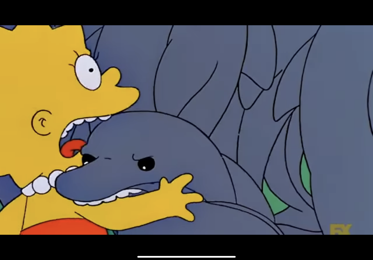 Lisa getting bitten by dolphin Blank Meme Template