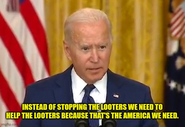 INSTEAD OF STOPPING THE LOOTERS WE NEED TO HELP THE LOOTERS BECAUSE THAT'S THE AMERICA WE NEED. | made w/ Imgflip meme maker