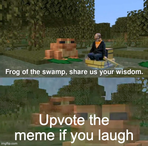 Do it you lazy | Upvote the meme if you laugh | image tagged in frog of the swamp share us your wisdom | made w/ Imgflip meme maker