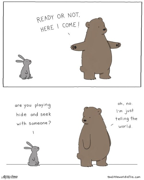 oh ok | image tagged in comics/cartoons,bear,rabbit | made w/ Imgflip meme maker