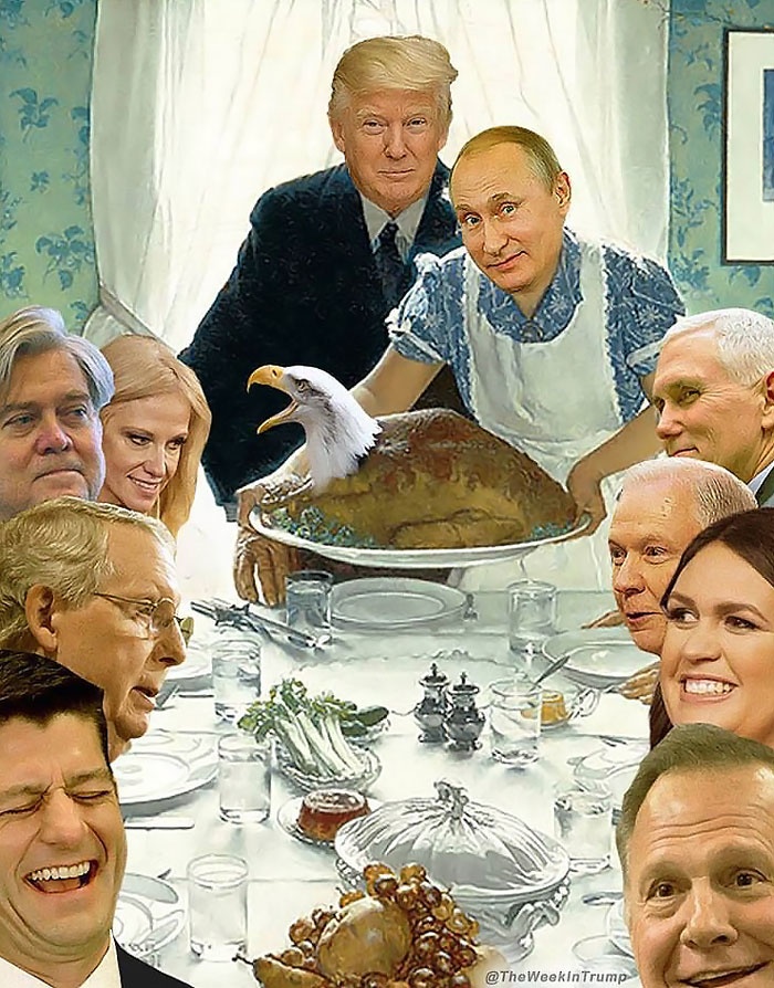 Thanksgiving at Mar A Lago Trump Putin Blank Meme Template