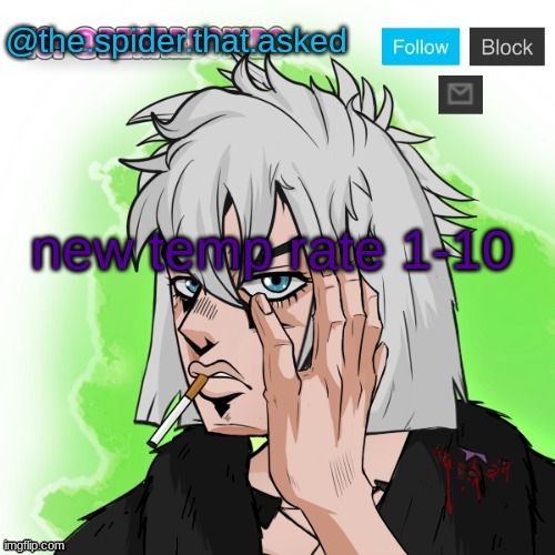 yes, this is a jojo reference | new temp rate 1-10 | image tagged in jojo oc temp | made w/ Imgflip meme maker
