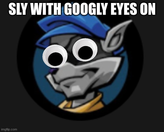 SLY WITH GOOGLY EYES ON | image tagged in sly cooper | made w/ Imgflip meme maker