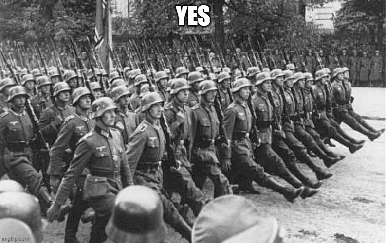 German Soldiers Marching | YES | image tagged in german soldiers marching | made w/ Imgflip meme maker