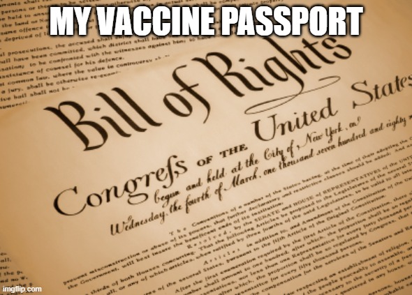 Bill of Rights  | MY VACCINE PASSPORT | image tagged in bill of rights | made w/ Imgflip meme maker