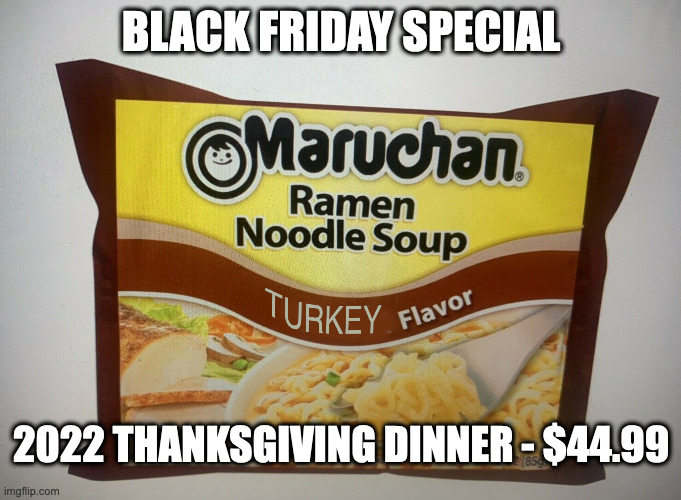 Buy Ahead and SAVE! | BLACK FRIDAY SPECIAL; 2022 THANKSGIVING DINNER - $44.99 | image tagged in thanksgiving | made w/ Imgflip meme maker