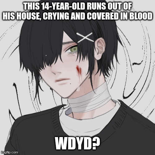 Ye ye ye- | THIS 14-YEAR-OLD RUNS OUT OF HIS HOUSE, CRYING AND COVERED IN BLOOD; WDYD? | made w/ Imgflip meme maker