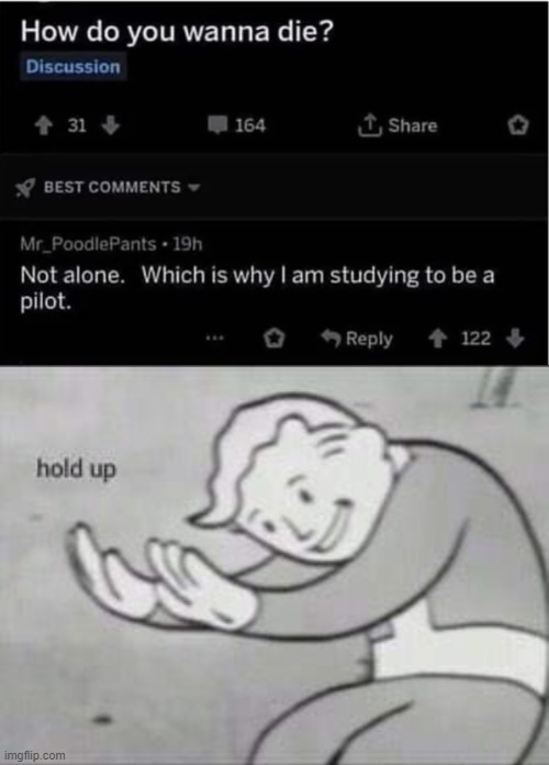 dont die alone | image tagged in fallout hold up,memes,funny | made w/ Imgflip meme maker