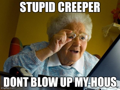 Grandma Finds The Internet Meme | STUPID CREEPER DONT BLOW UP MY HOUS | image tagged in memes,grandma finds the internet | made w/ Imgflip meme maker