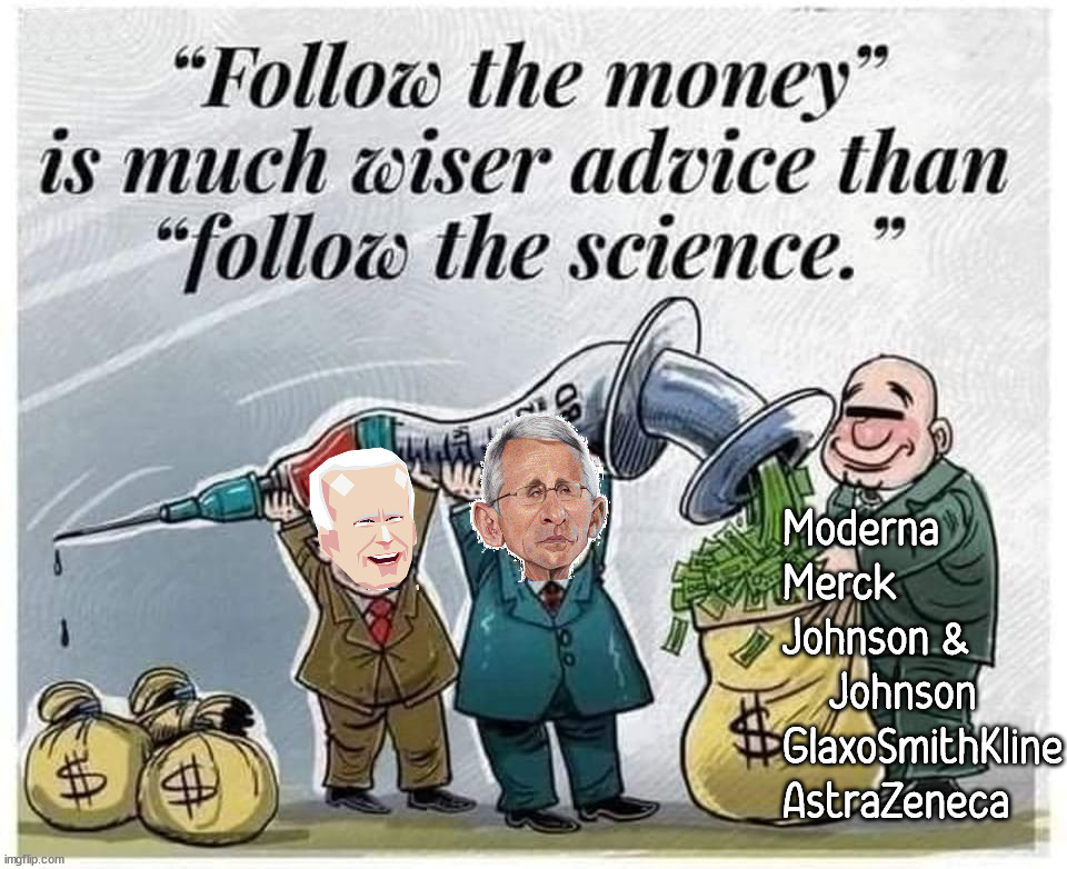 Moderna
Merck
Johnson & 
    Johnson
GlaxoSmithKline
AstraZeneca | image tagged in political meme,vaccines | made w/ Imgflip meme maker