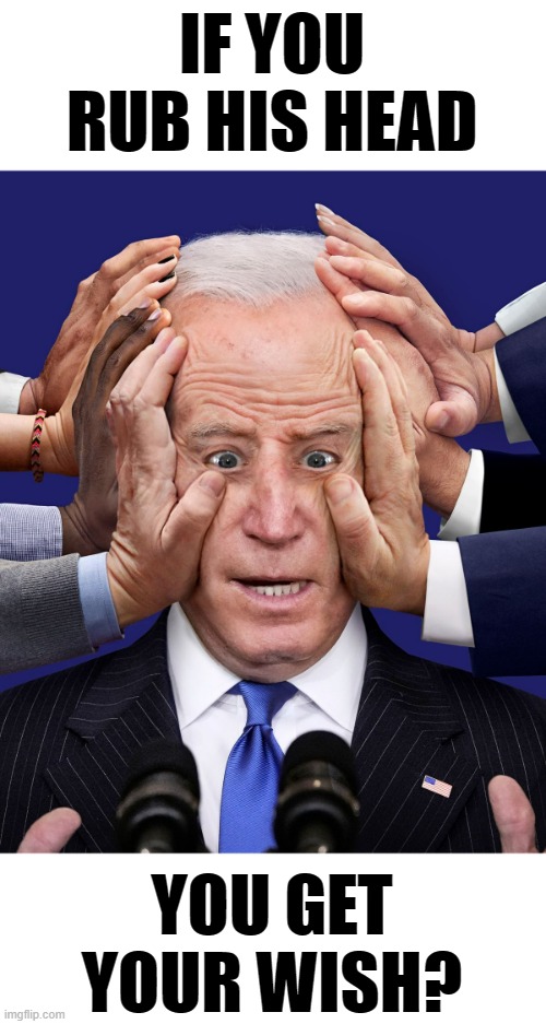 I Believe Democrats Have Joe Biden All Figured Out | IF YOU RUB HIS HEAD; YOU GET YOUR WISH? | image tagged in memes,politics,stroke,head,get,wish | made w/ Imgflip meme maker