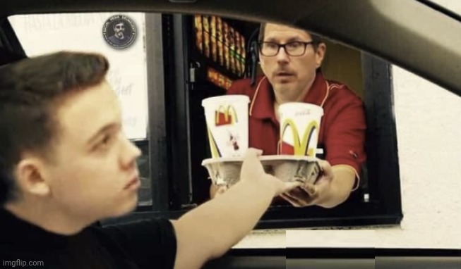 McDonald's Newest Employee | image tagged in big mac,french fries,coke,dont,forget,straw | made w/ Imgflip meme maker