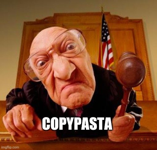 Mean Judge | COPYPASTA | image tagged in mean judge | made w/ Imgflip meme maker