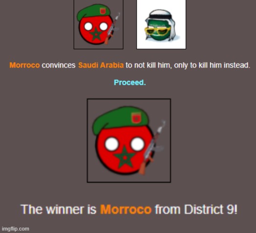 Well, that was anti-climatic, but we have a winner. | image tagged in middle eastern hunger games | made w/ Imgflip meme maker