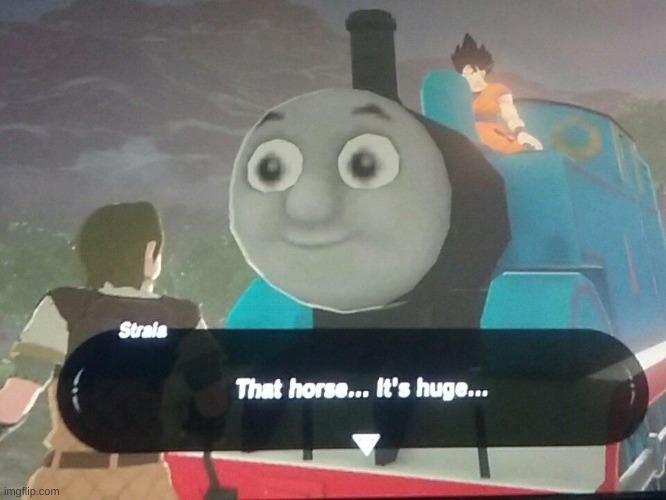 No that's not Goku riding Thomas the tank engine. What are you talking about? | made w/ Imgflip meme maker