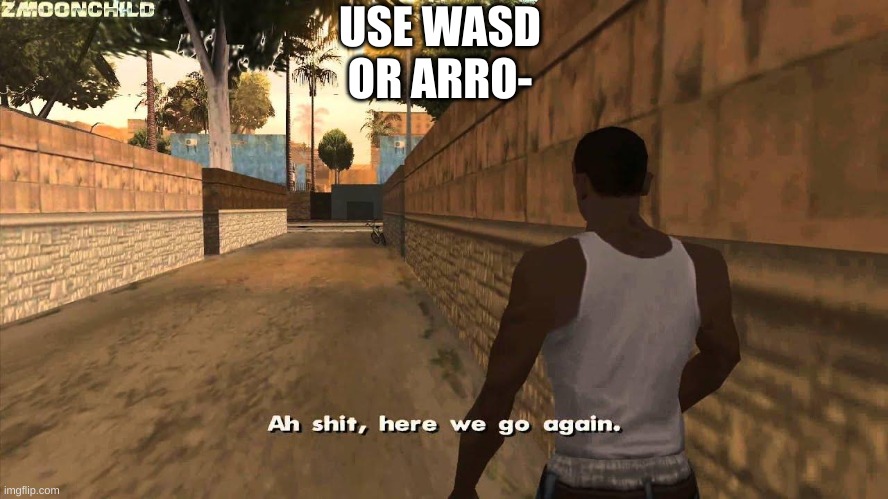 Here we go again |  USE WASD OR ARRO- | image tagged in here we go again | made w/ Imgflip meme maker