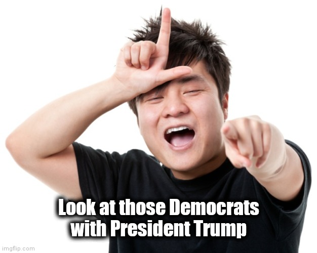 You're a loser | Look at those Democrats with President Trump | image tagged in you're a loser | made w/ Imgflip meme maker