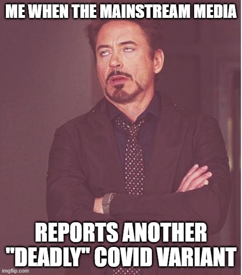 We hear about new "deadly" covid variants yet we are still alive | ME WHEN THE MAINSTREAM MEDIA; REPORTS ANOTHER "DEADLY" COVID VARIANT | image tagged in memes,face you make robert downey jr,media lies,hysteria,fearmongering | made w/ Imgflip meme maker