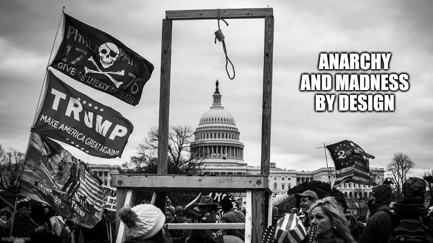 It Was All Planned.  You're Being Used | ANARCHY AND MADNESS BY DESIGN | image tagged in noose at the capitol,memes,lock him up,liar,traitor,trumpublican terrorist | made w/ Imgflip meme maker