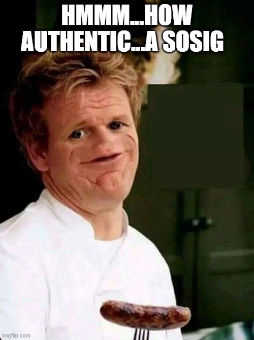 Gordon Ramsey | HMMM...HOW AUTHENTIC...A SOSIG | image tagged in gordon ramsay no nose | made w/ Imgflip meme maker