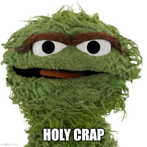 Oscar The Grouch | HOLY CRAP | image tagged in oscar the grouch | made w/ Imgflip meme maker