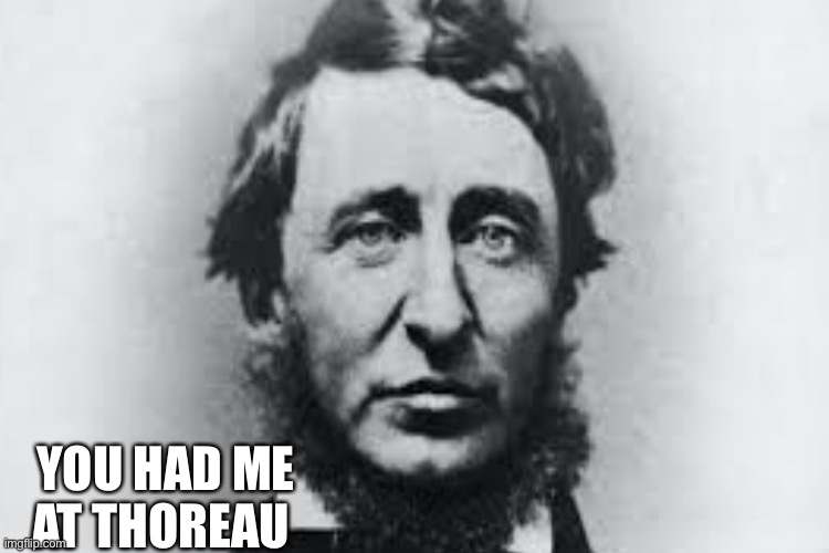 You Had Me at Thoreau | YOU HAD ME AT THOREAU | image tagged in thomas had never seen such bullshit before | made w/ Imgflip meme maker