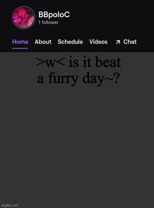 beat me~ and beat me hård~ | >w< is it beat a furry day~? | image tagged in twitch template | made w/ Imgflip meme maker