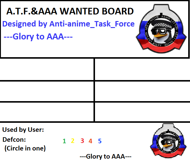 High Quality A.T.F.&AAA Wanted Board Blank Meme Template