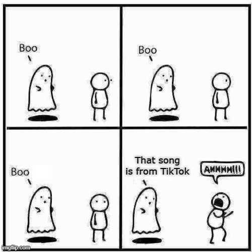 Ghost Boo | That song is from TikTok | image tagged in ghost boo,funny,memes,tiktok,relatable | made w/ Imgflip meme maker