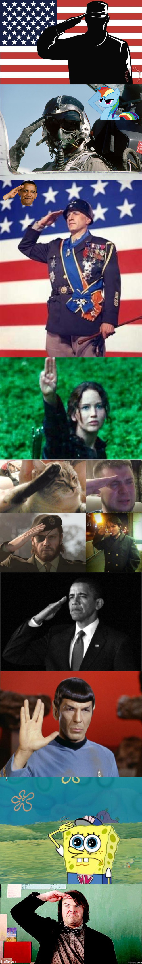 image tagged in saluting soldier,fighter jet pilot salute,patton salutes you,katniss salute,ozon's salute,obama-salute | made w/ Imgflip meme maker