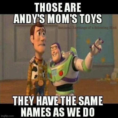 they are toys | image tagged in kids toys,woody and buzz lightyear everywhere widescreen | made w/ Imgflip meme maker