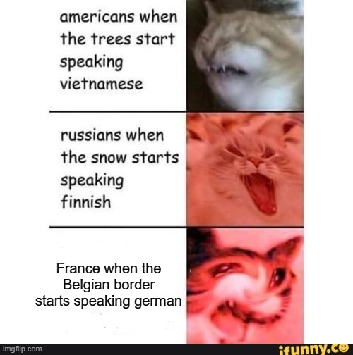 americans when |  France when the Belgian border starts speaking german | image tagged in americans when | made w/ Imgflip meme maker