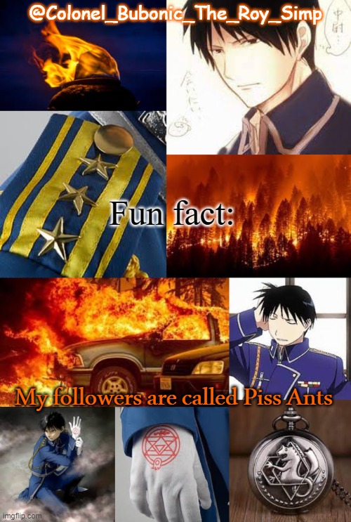 I have more Roy temps then I do braincells | Fun fact:; My followers are called Piss Ants | image tagged in i have more roy temps then i do braincells | made w/ Imgflip meme maker
