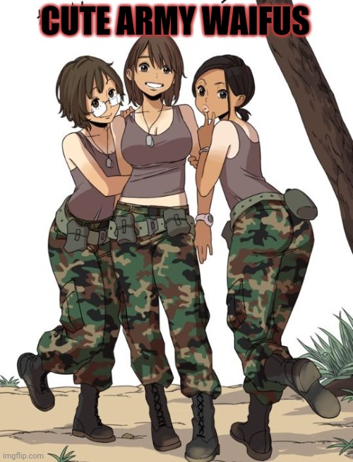 Army girls | CUTE ARMY WAIFUS | image tagged in army,anime girl,waifu,anime | made w/ Imgflip meme maker