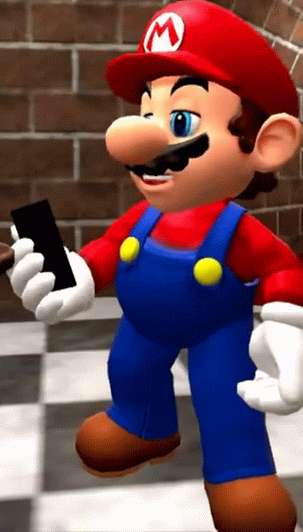 High Quality Mario looking at phone Blank Meme Template