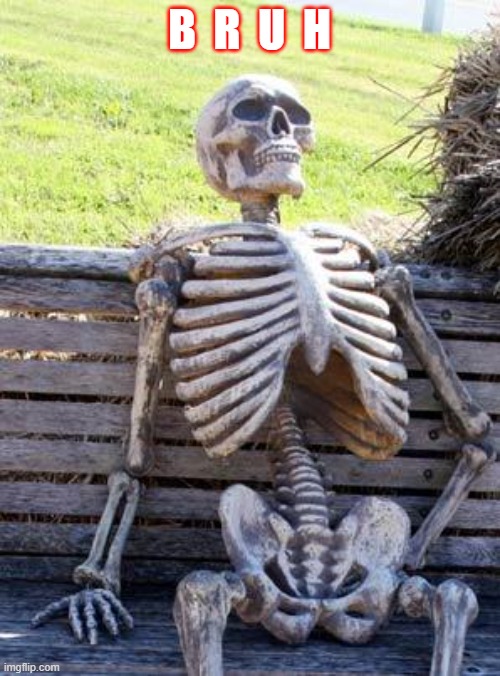 Waiting Skeleton Meme | B  R  U  H | image tagged in memes,waiting skeleton | made w/ Imgflip meme maker