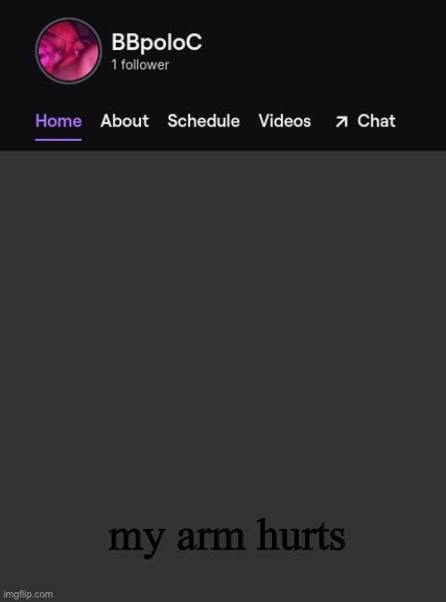 Twitch template | my arm hurts | image tagged in twitch template | made w/ Imgflip meme maker