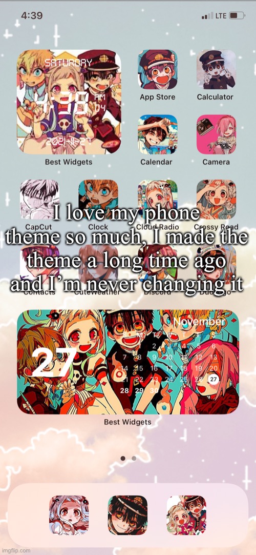 Hanako phone theme(Skid Note: ohwow) (kris note-you like anime? Name every anime character) | I love my phone theme so much, I made the theme a long time ago and I’m never changing it | made w/ Imgflip meme maker