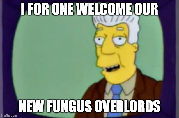 Simpsons I for one Welcome | I FOR ONE WELCOME OUR; NEW FUNGUS OVERLORDS | image tagged in simpsons i for one welcome | made w/ Imgflip meme maker