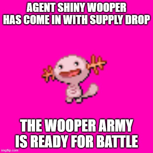 Supply Drop | AGENT SHINY WOOPER HAS COME IN WITH SUPPLY DROP; THE WOOPER ARMY IS READY FOR BATTLE | image tagged in shiny wooper,supply drop,wooper army | made w/ Imgflip meme maker