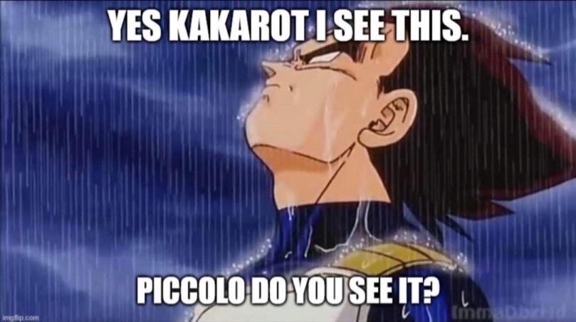 Yes kakarot I see this. Piccolo, do you see it? Blank Meme Template