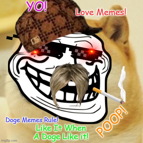 Doge Is Insane!!! | YO! Love Memes! Doge Memes Rule! POOP! Like It When A Doge Like it! | image tagged in funny | made w/ Imgflip meme maker
