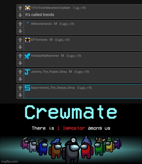 image tagged in crewmate there is 1 impostor among us | made w/ Imgflip meme maker