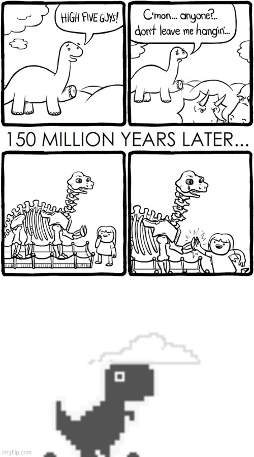 Dinosaurs | image tagged in chrome dinosaur shocked,dark humor,dinosaurs,dinosaur,comic,memes | made w/ Imgflip meme maker