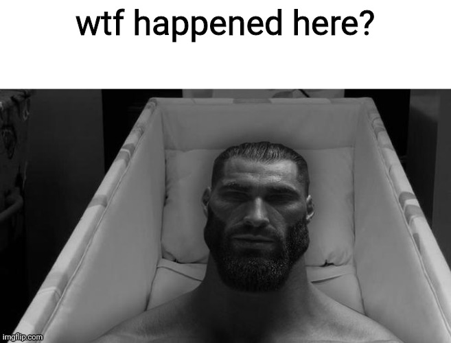 thinking chad | wtf happened here? | image tagged in thinking chad | made w/ Imgflip meme maker