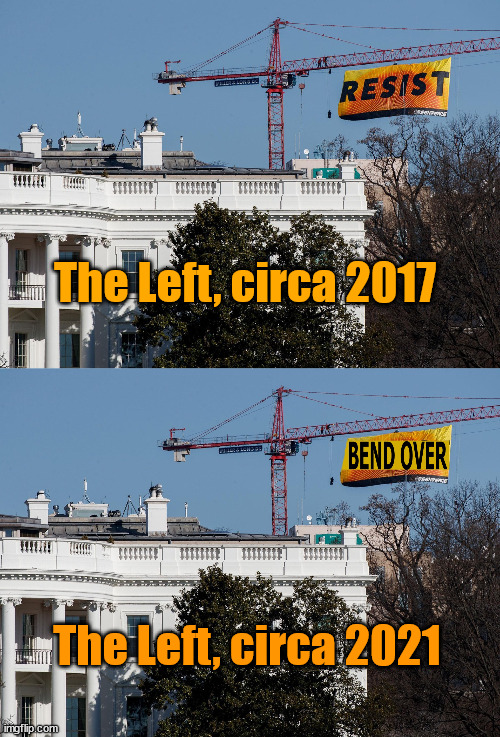My how time flies, and things deteriorate | The Left, circa 2017; The Left, circa 2021 | image tagged in donald trump,joe biden,usa | made w/ Imgflip meme maker