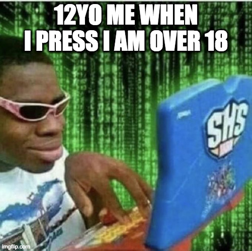 Ryan Beckford | 12YO ME WHEN I PRESS I AM OVER 18 | image tagged in ryan beckford | made w/ Imgflip meme maker