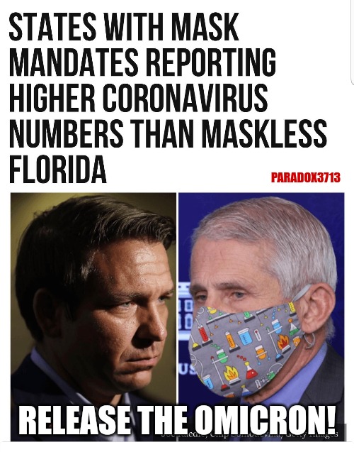 We must make Florida comply! | PARADOX3713; RELEASE THE OMICRON! | image tagged in memes,politics,florida,fauci,california,new york | made w/ Imgflip meme maker