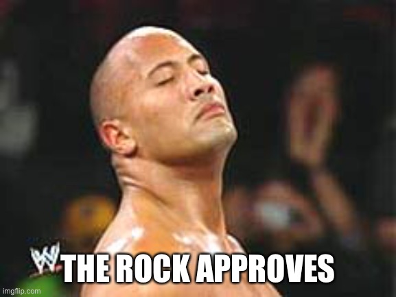 The Rock Smelling | THE ROCK APPROVES | image tagged in the rock smelling | made w/ Imgflip meme maker