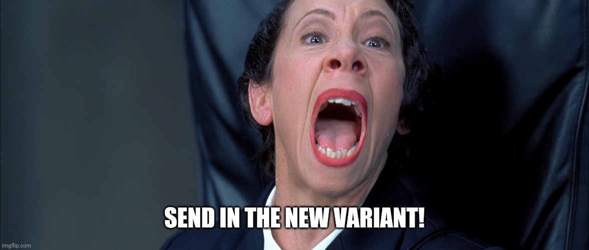 Frau Farbissina | SEND IN THE NEW VARIANT! | image tagged in frau farbissina | made w/ Imgflip meme maker